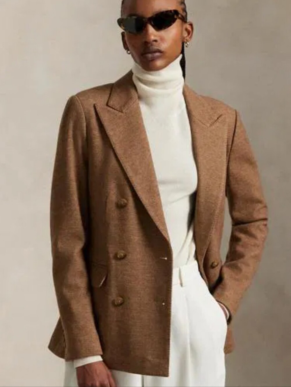 Lauren Ralph Lauren Double-Breasted Camel Blazer